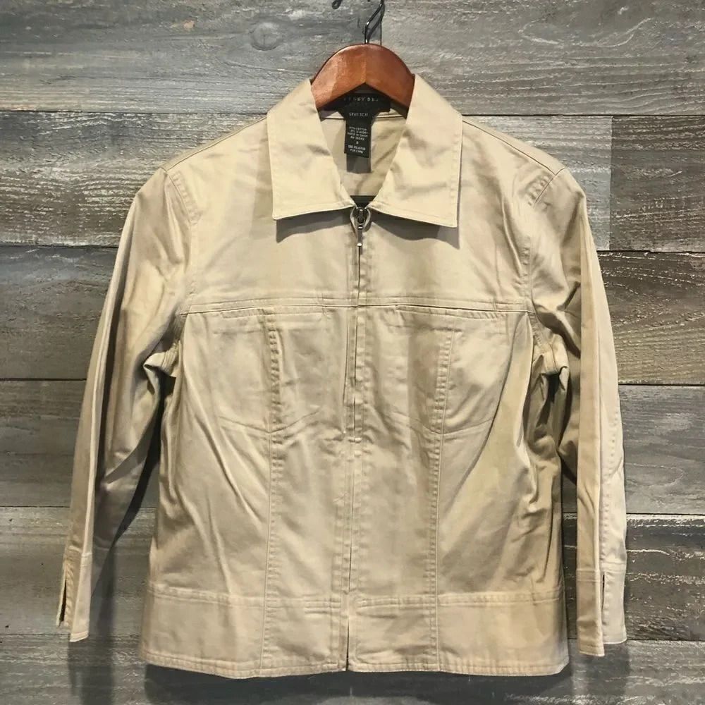 Geoffrey Beene Sport khaki zip front blazer 8